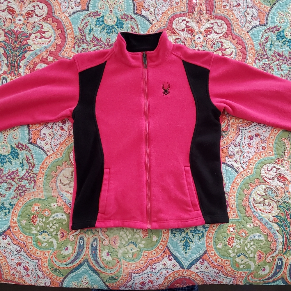 Spyder Girls Pink and Black Fleece Jacket